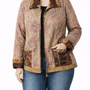 City Girl Nancy Bolen XL Artistic 100% Silk Blazer Retro 90s Y2K Wear Art Boho